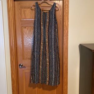 Fun, sleeveless, multicolor maxi dress.